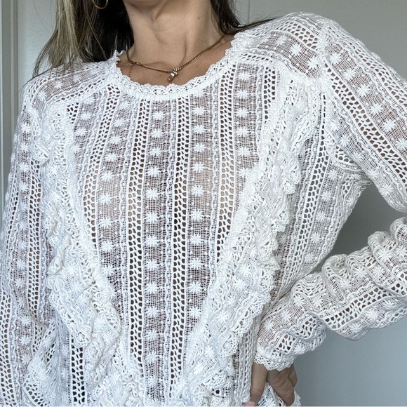 Sezane Madeleine Lace Blouse White - Picture 11 of 16